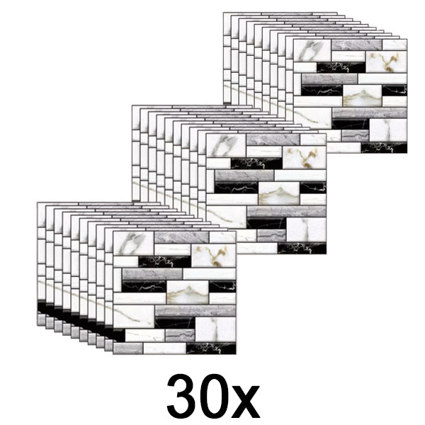 3x 3D nálepky na stenu s mramorovým vzhľadom (10 ks) | MARBLEBLOCKS