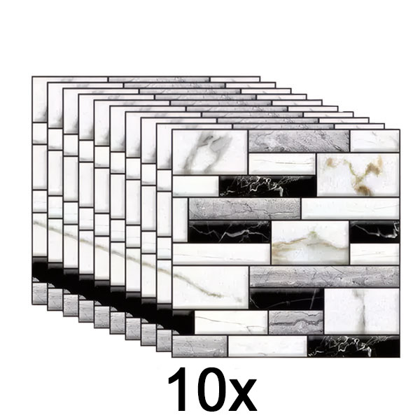 1x 3D nálepky na stenu s mramorovým vzhľadom (10 ks) | MARBLEBLOCKS